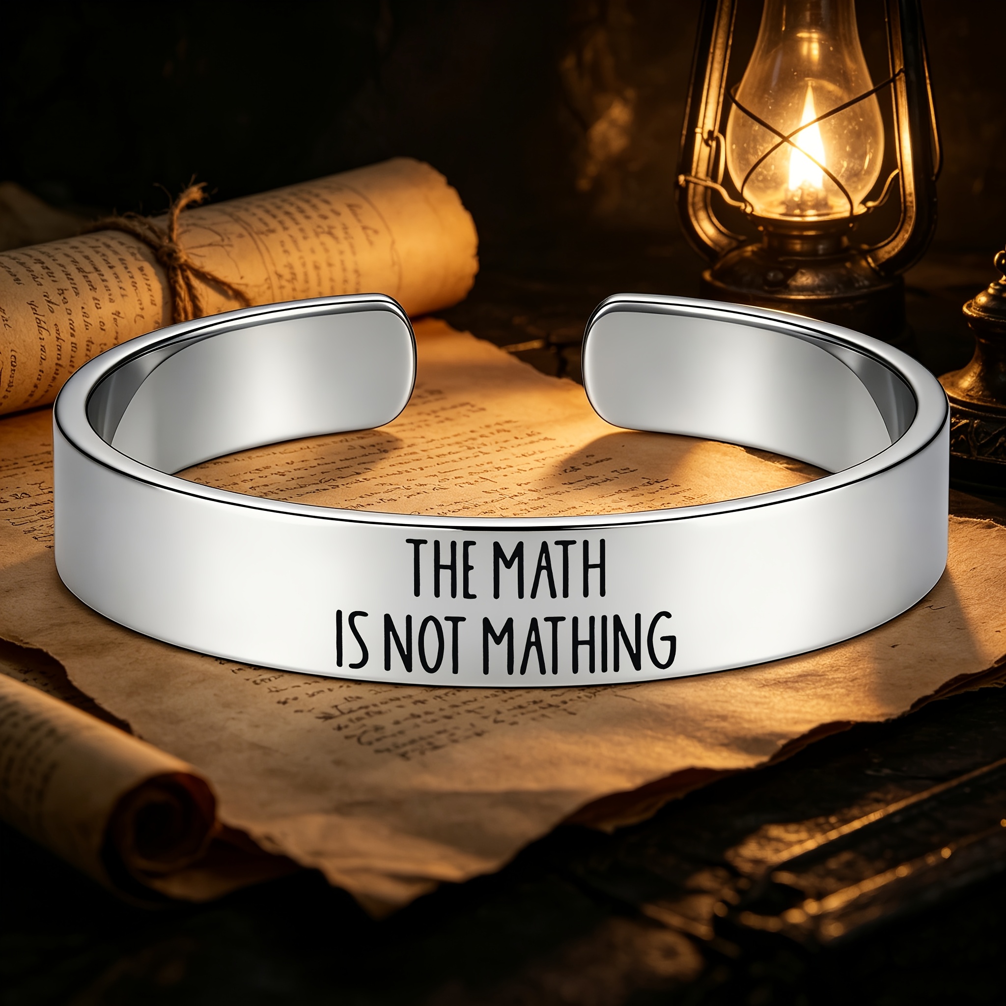 Funny 304 Stainless Steel Open Bangle, Math Slogan Gift